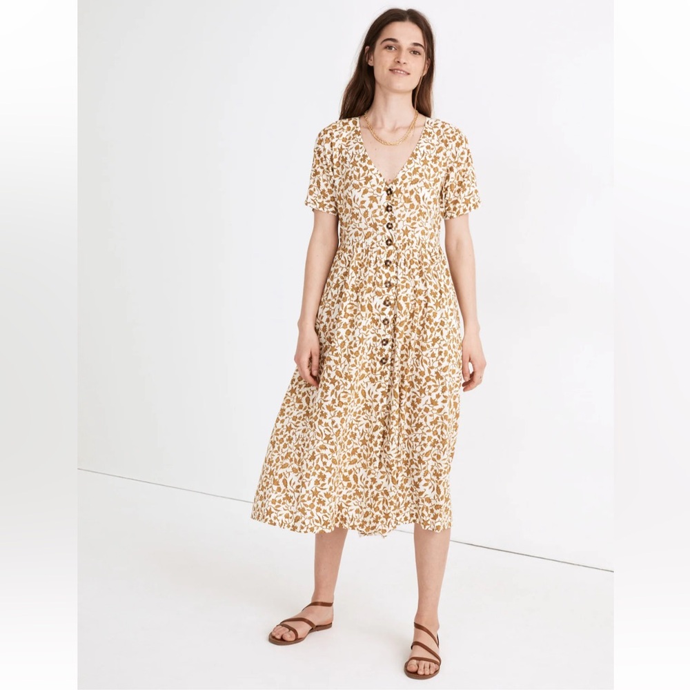 Madewell // Button Front Midi Dress in Batik Vine